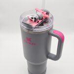 Opossum Tumbler Topper and Straw Charm w/ 2 Baby Oppossums Set